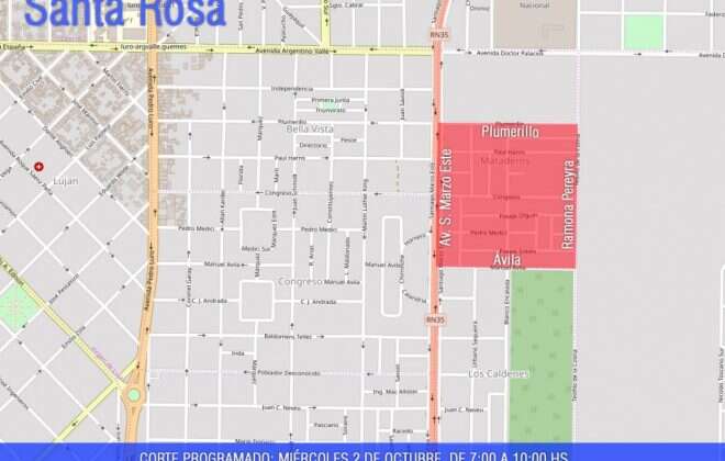 Corte programado: este miércoles 2 de octubre en parte del barrio Matadero