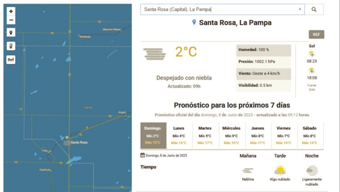 Santa Rosa: así estará el clima este domingo