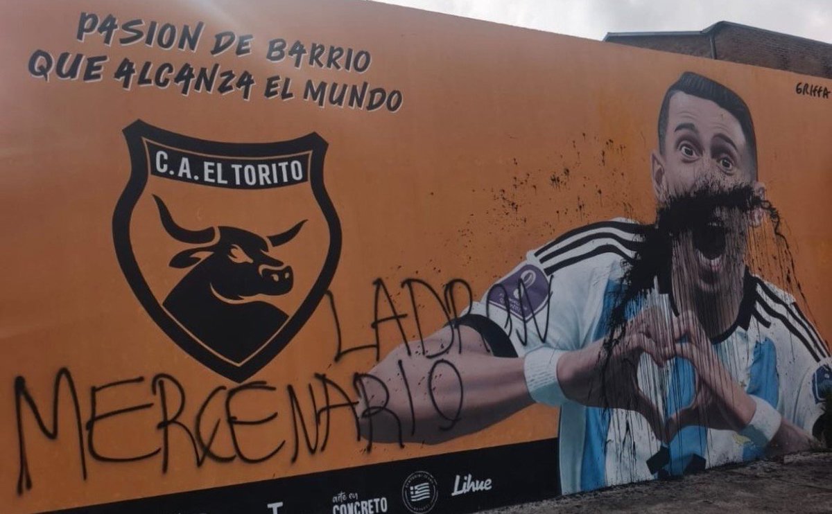 Vandalizaron un mural de Ángel Di María tras la polémica coronación de Rosario Central