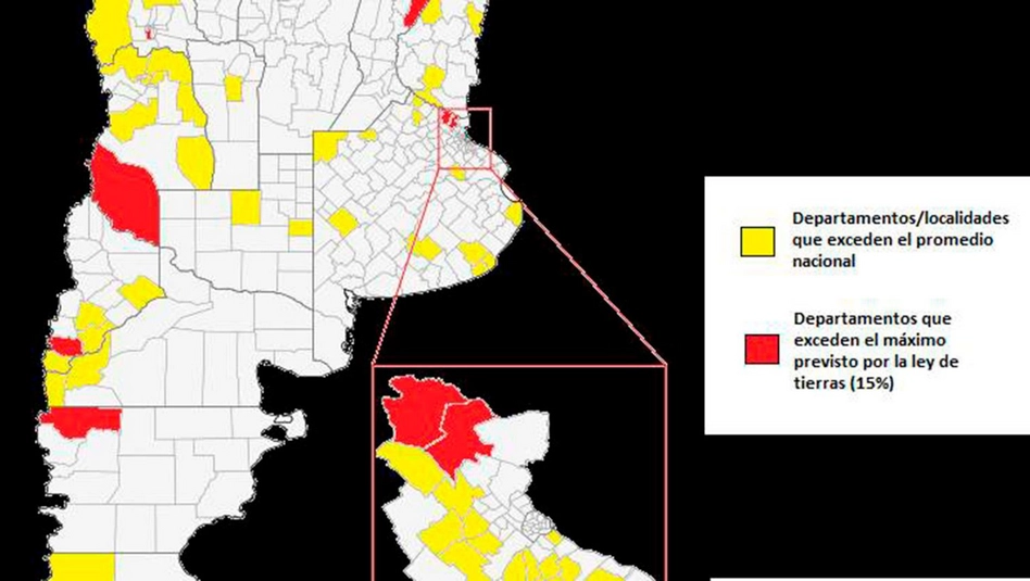 Campos pampeanos con extranjerización por encima del promedio nacional: dos departamentos superan la media