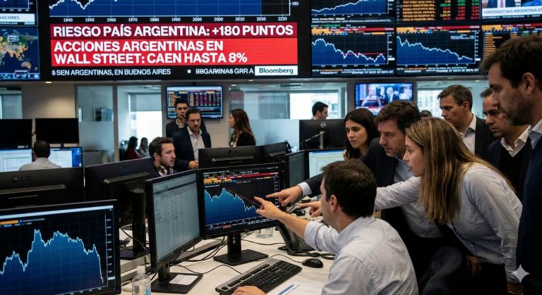 Jueves negro: el riesgo país se disparó y las acciones se hundieron hasta un 8% en Wall Street