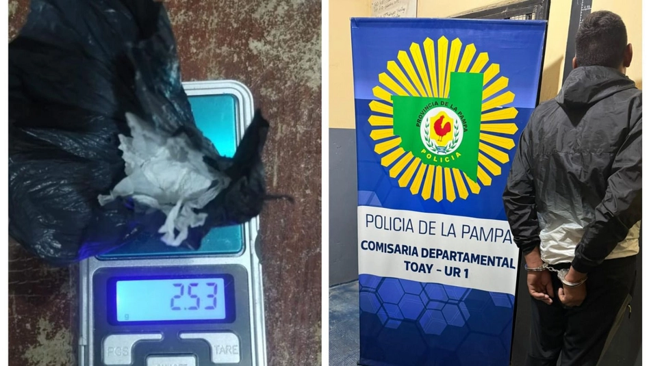 Toay: detuvieron a un hombre con pedido de captura y le secuestraron cocaína